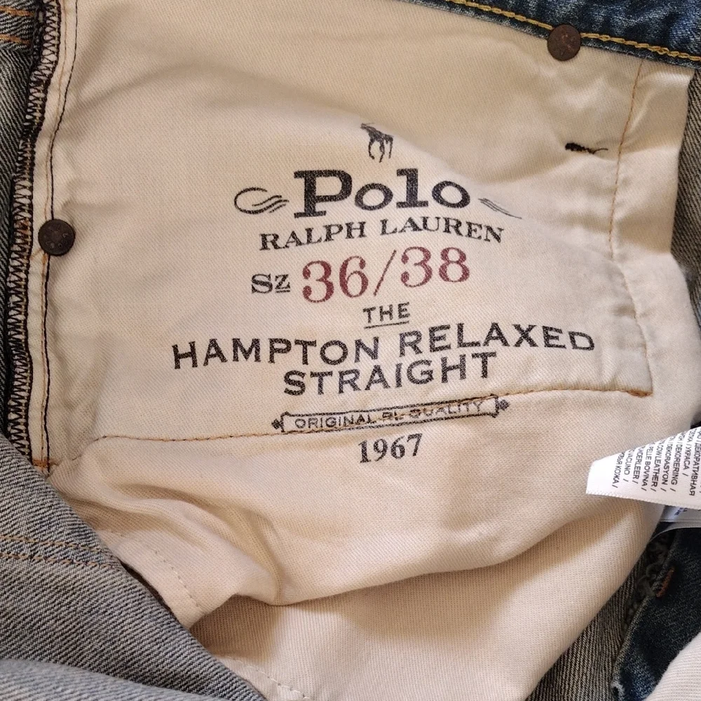 Polo Ralph Lauren The Hampton Relaxed Straight Men's 36Tx38 Denim Blue Jeans